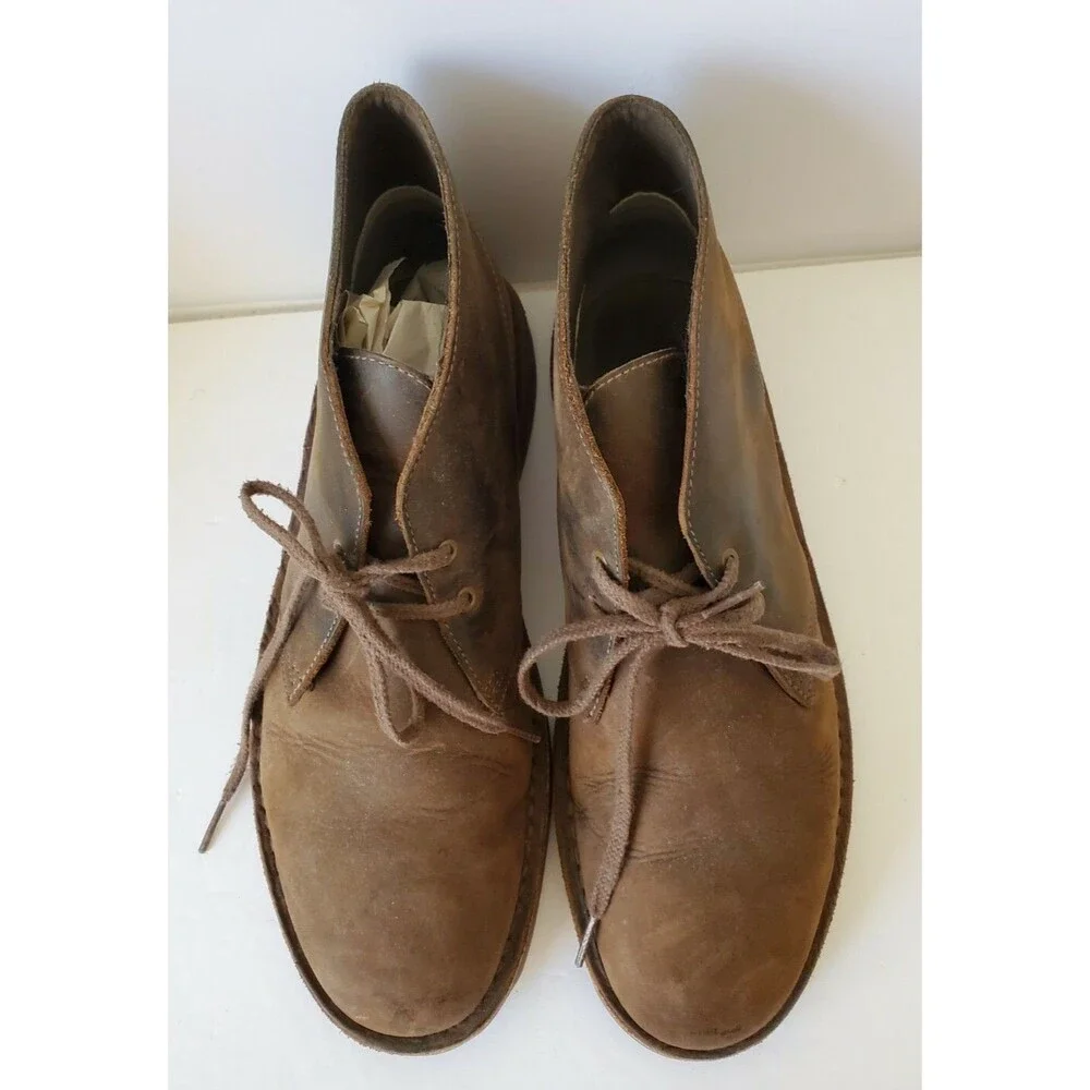 Clarks 15260 Desert Brown Boot leather Beewax Shoes Men's 9.5 Women 11 Ankle